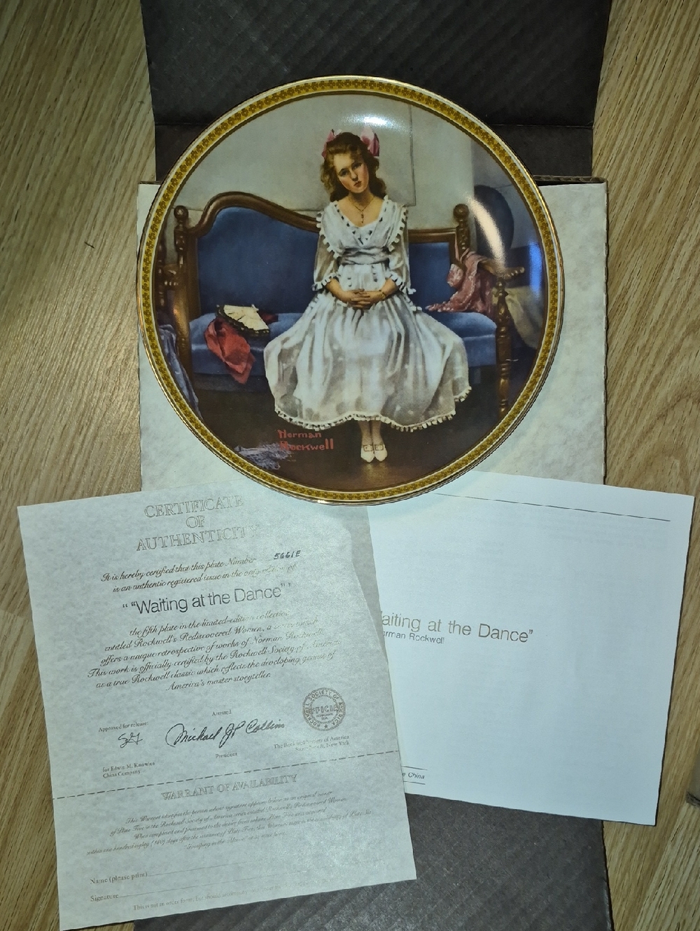 Norman Rockwell 'Waiting at the Dance' Collector Plate "Waiting At The Dance"